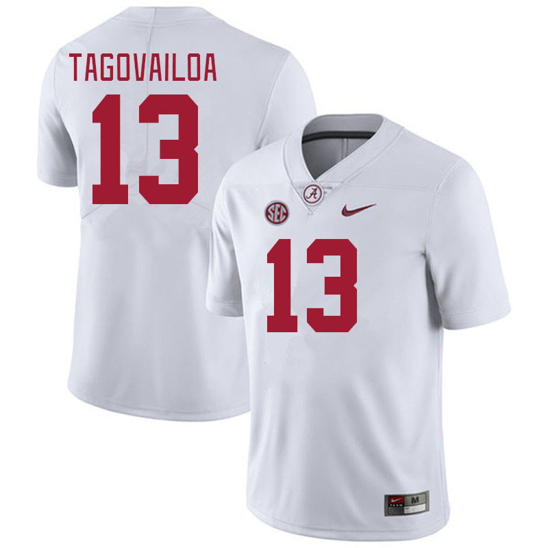 #13 Tua Tagovailoa Alabama Crimson Tide Jerseys Football Stitched-White